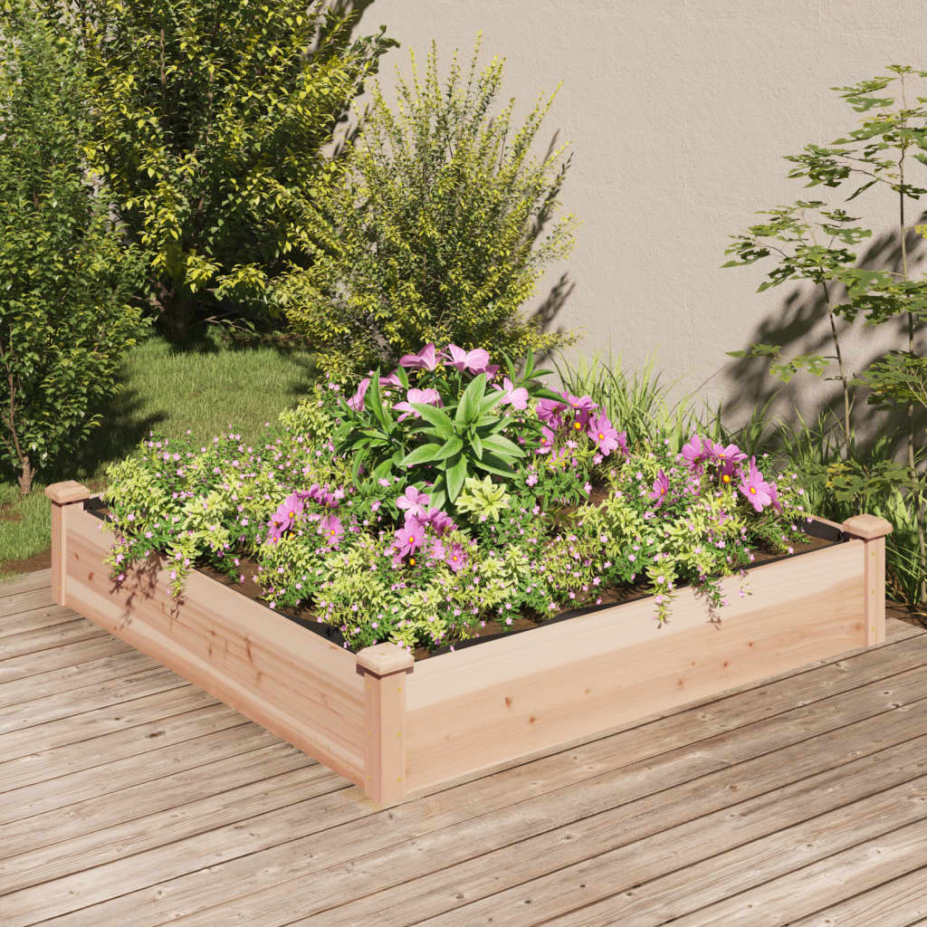 Garden Raised Bed With Liner Solid Wood Fir