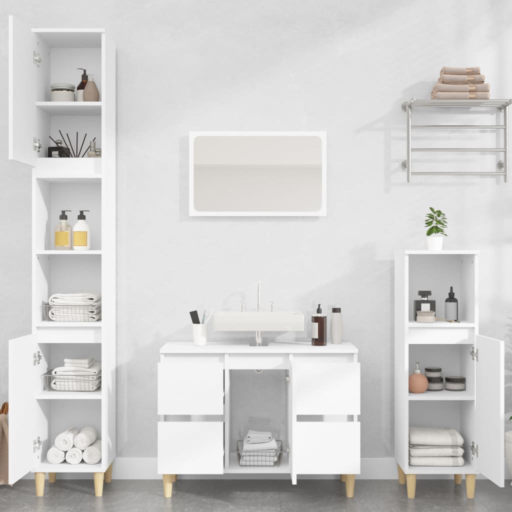 3 Piece Bathroom Furniture Set Engineered Wood