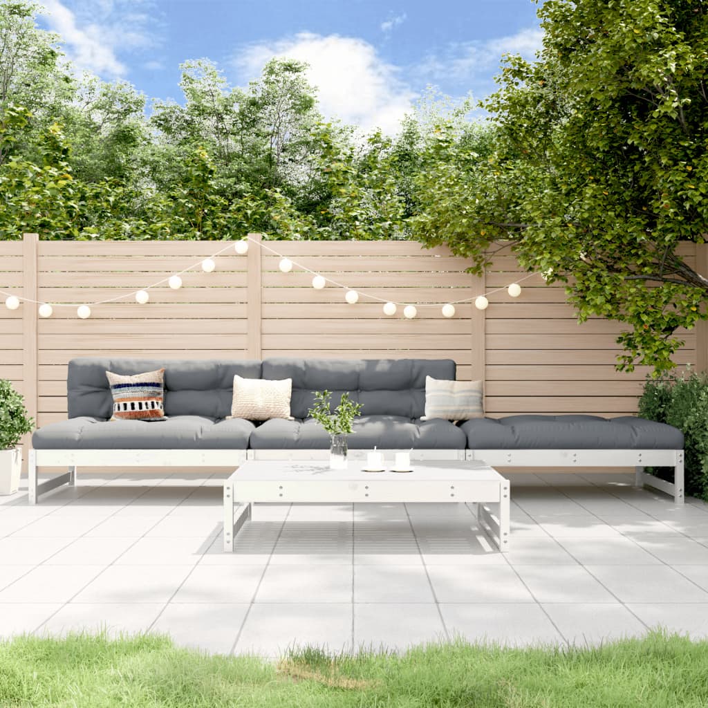 4 Piece Garden Lounge Set Black Solid Wood Pine