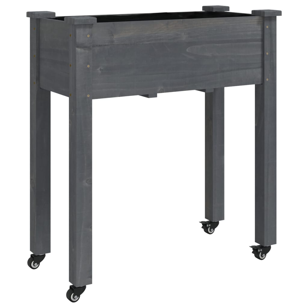 Wheeled Planter With Liner Solid Wood Fir