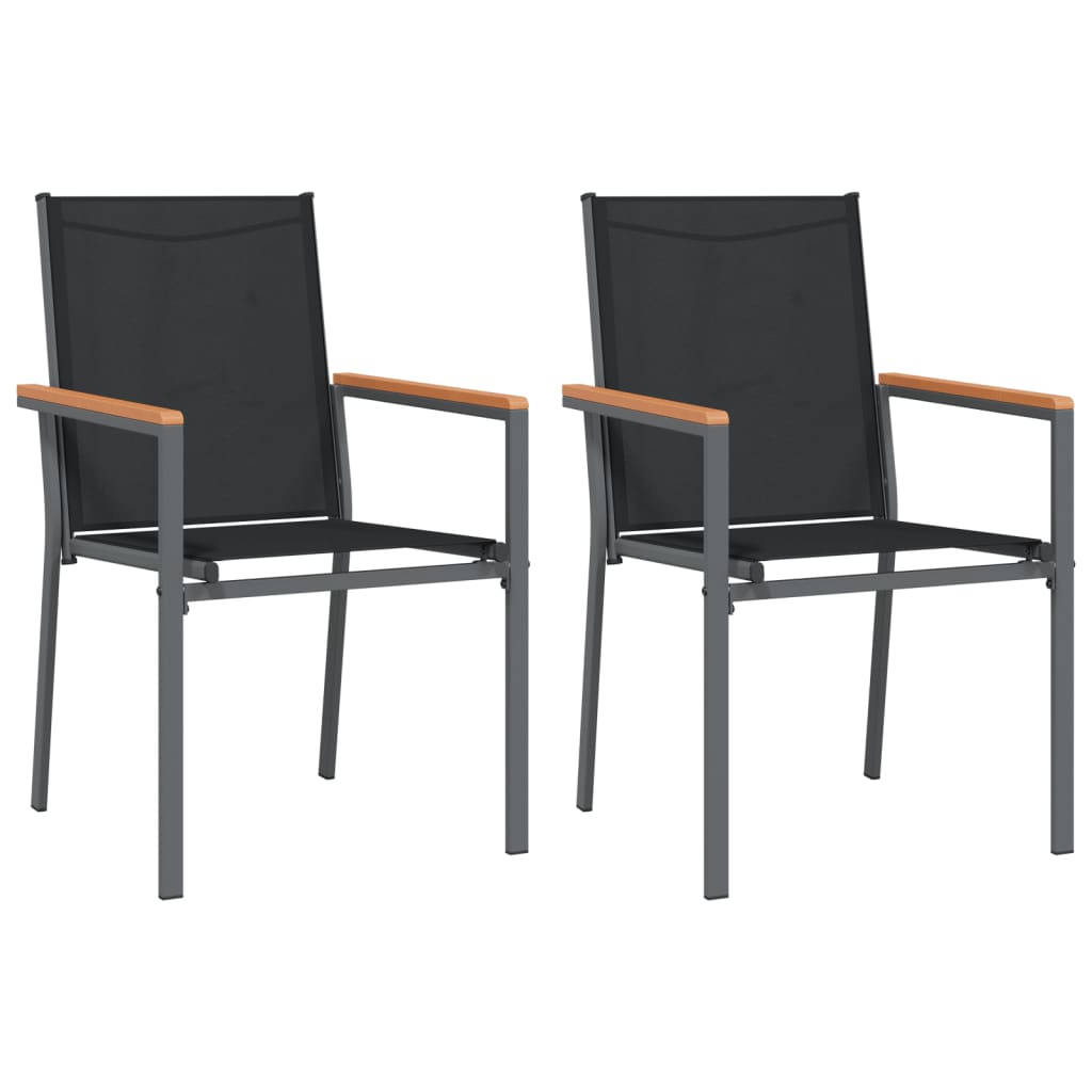 3 Piece Garden Dining Set Black Textilene And Steel