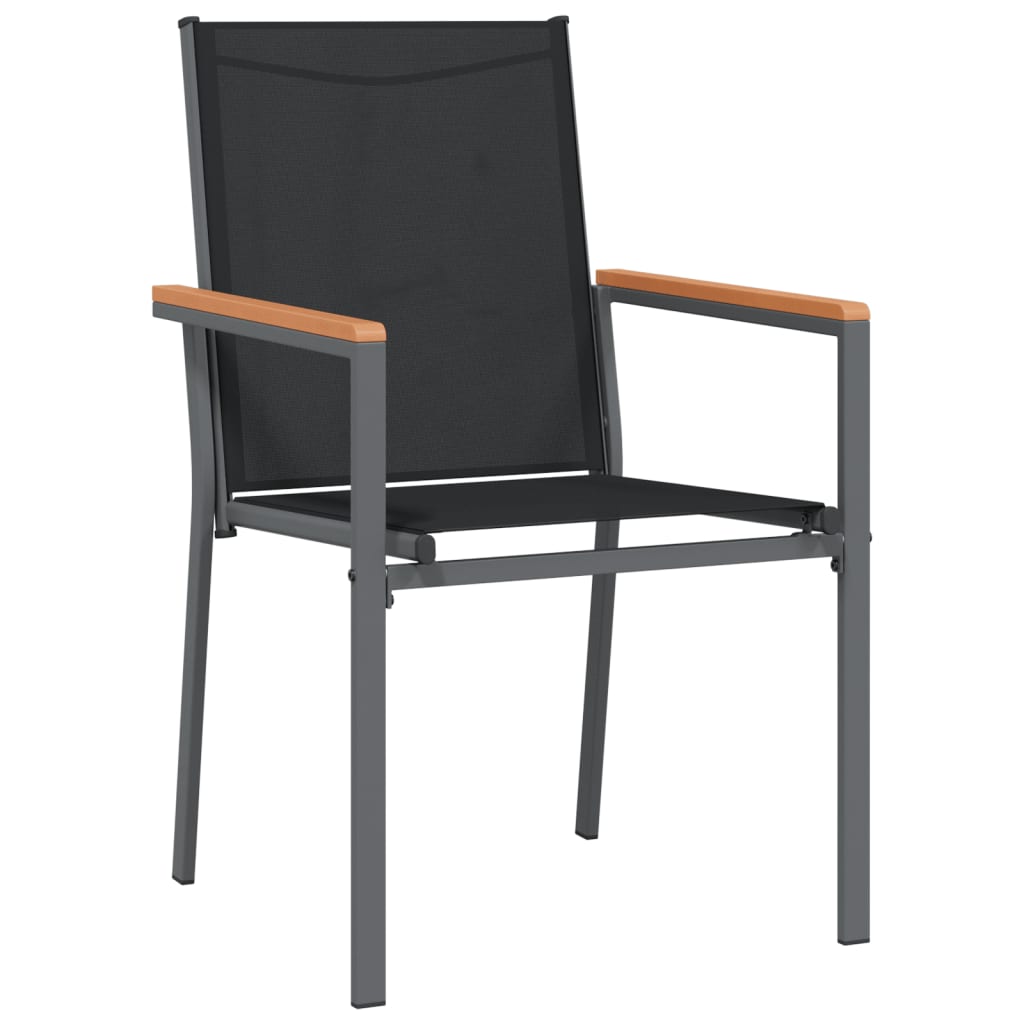 3 Piece Garden Dining Set Black Textilene And Steel