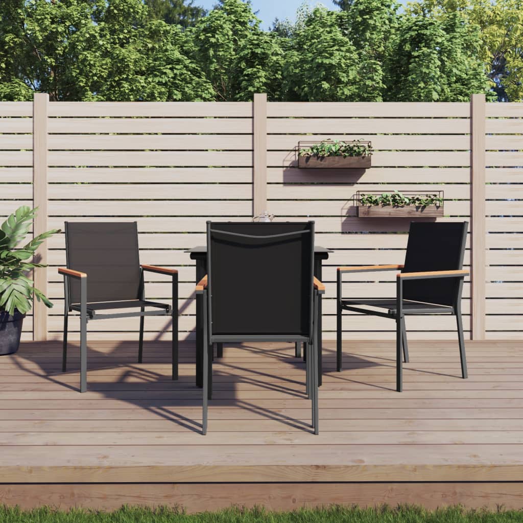 3 Piece Garden Dining Set Black Textilene And Steel