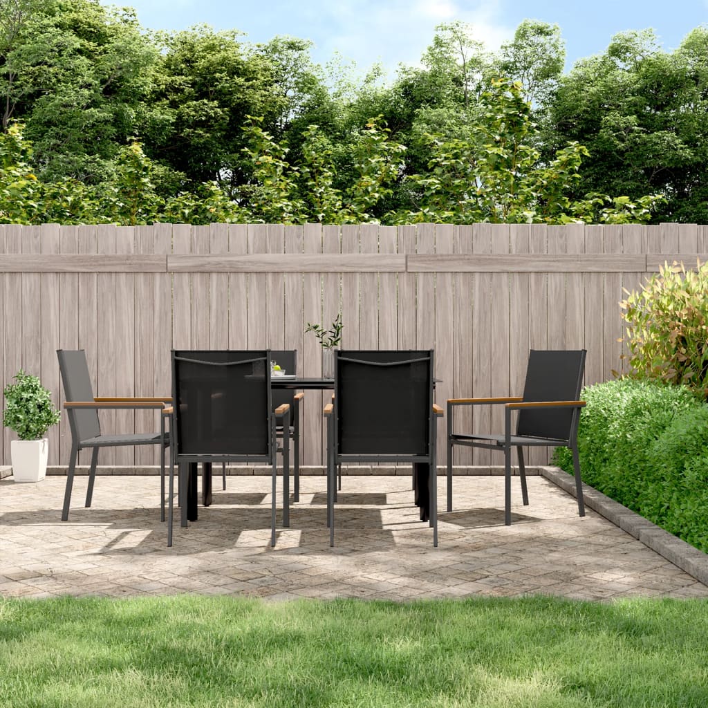 3 Piece Garden Dining Set Black Textilene And Steel