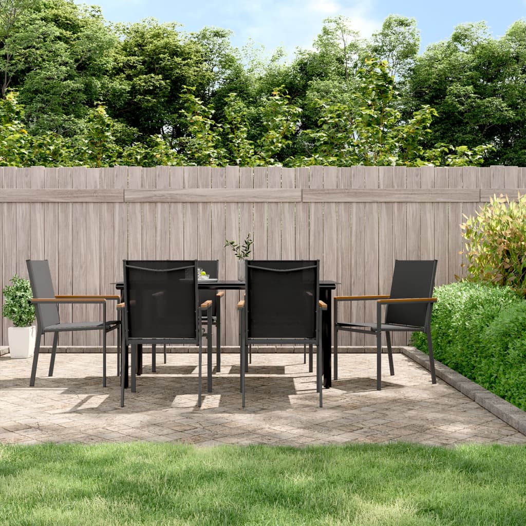 3 Piece Garden Dining Set Black Textilene And Steel