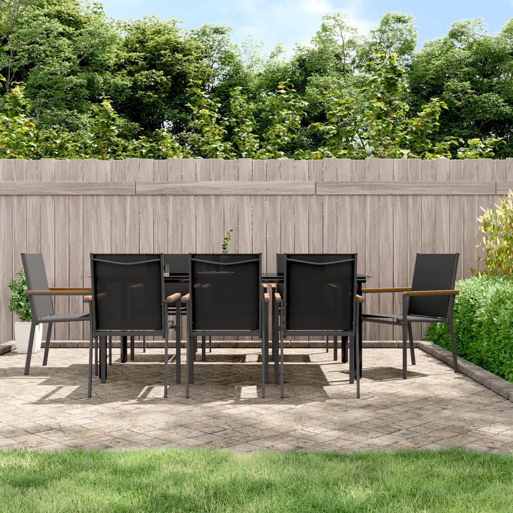 3 Piece Garden Dining Set Black Textilene And Steel