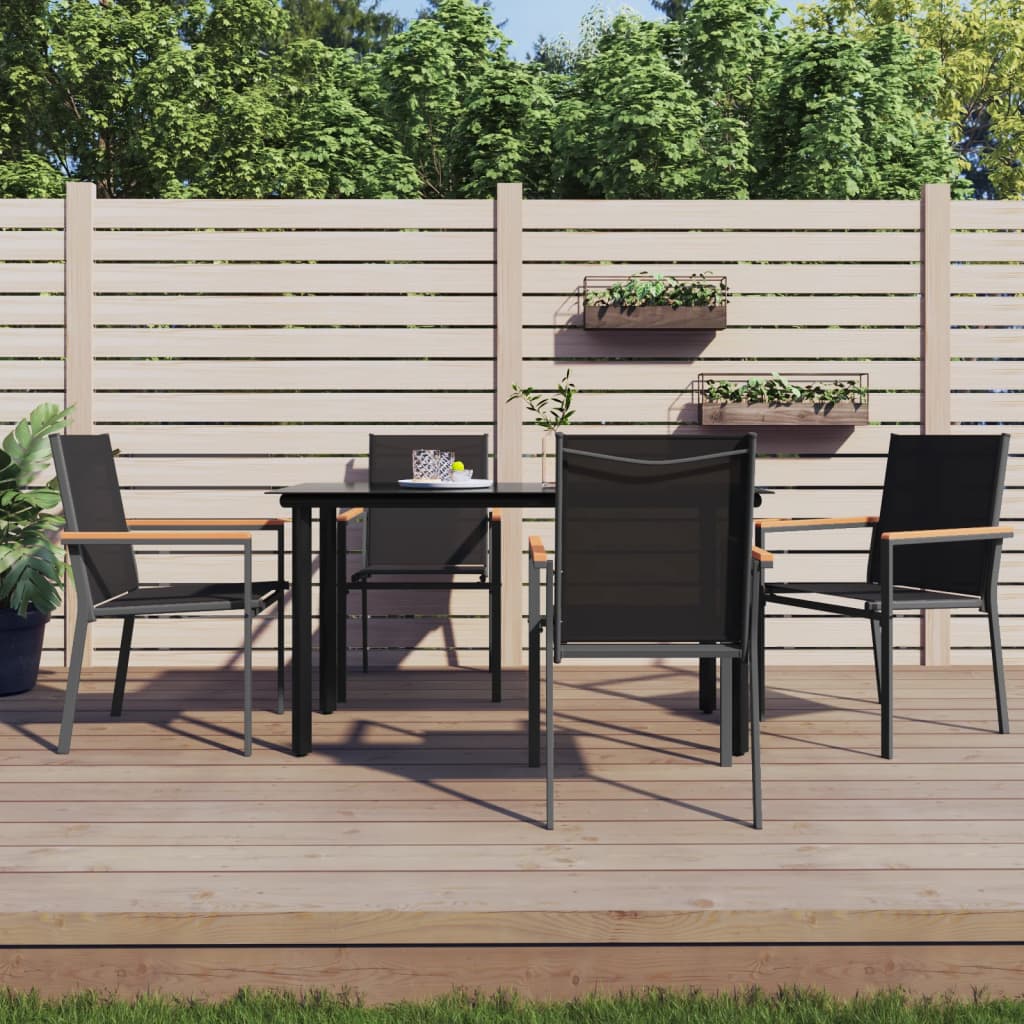 Garden Chairs 6 Pcs Black 55X61.5X90 Cm Textilene And Steel