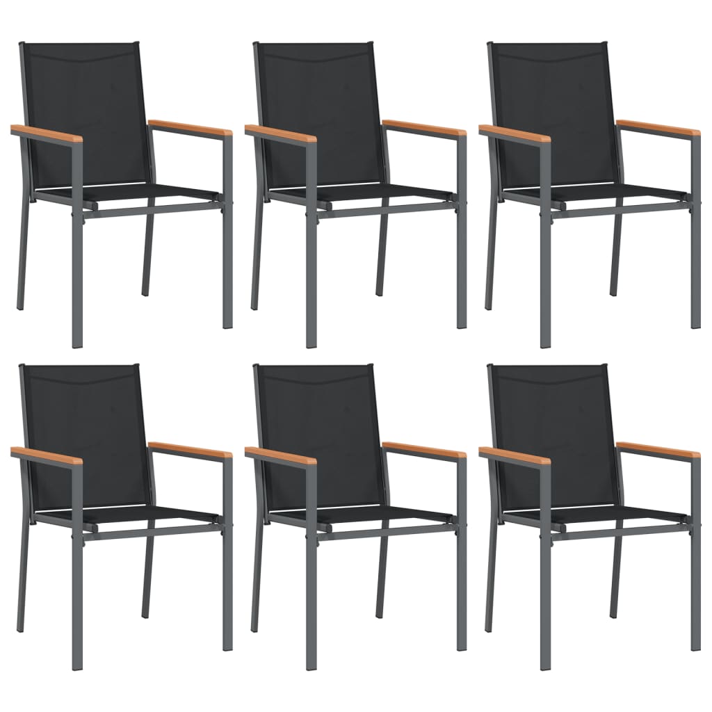 Garden Chairs 6 Pcs Black 55X61.5X90 Cm Textilene And Steel