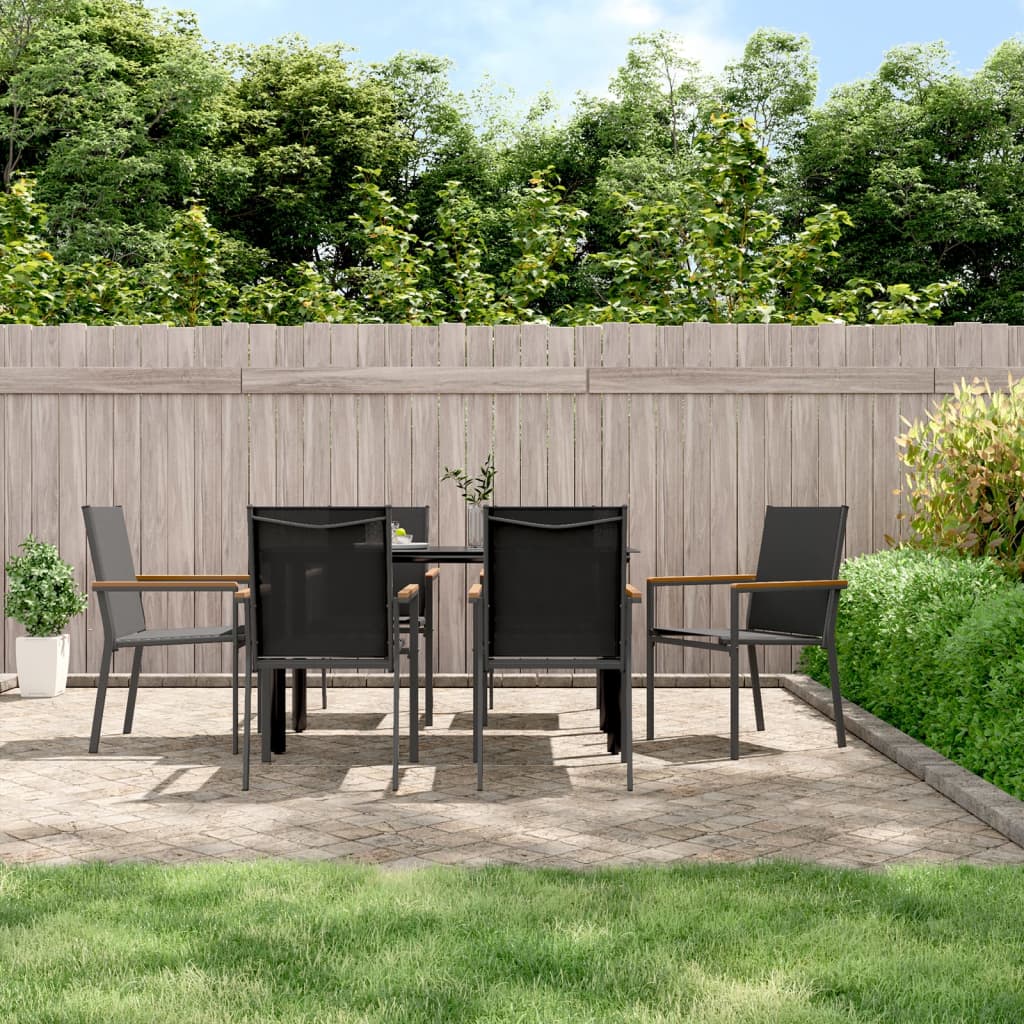 Garden Chairs 6 Pcs Black 55X61.5X90 Cm Textilene And Steel