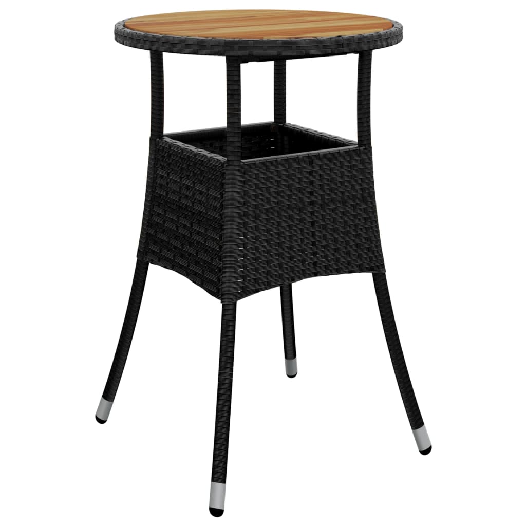3 Piece Garden Bistro Set With Cushions Black Poly Rattan