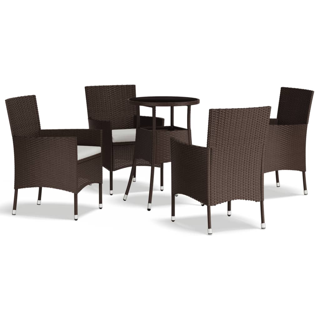 5 Piece Garden Bistro Set With Cushions Poly Rattan