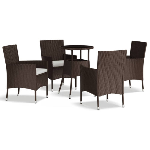5 Piece Garden Bistro Set With Cushions Poly Rattan