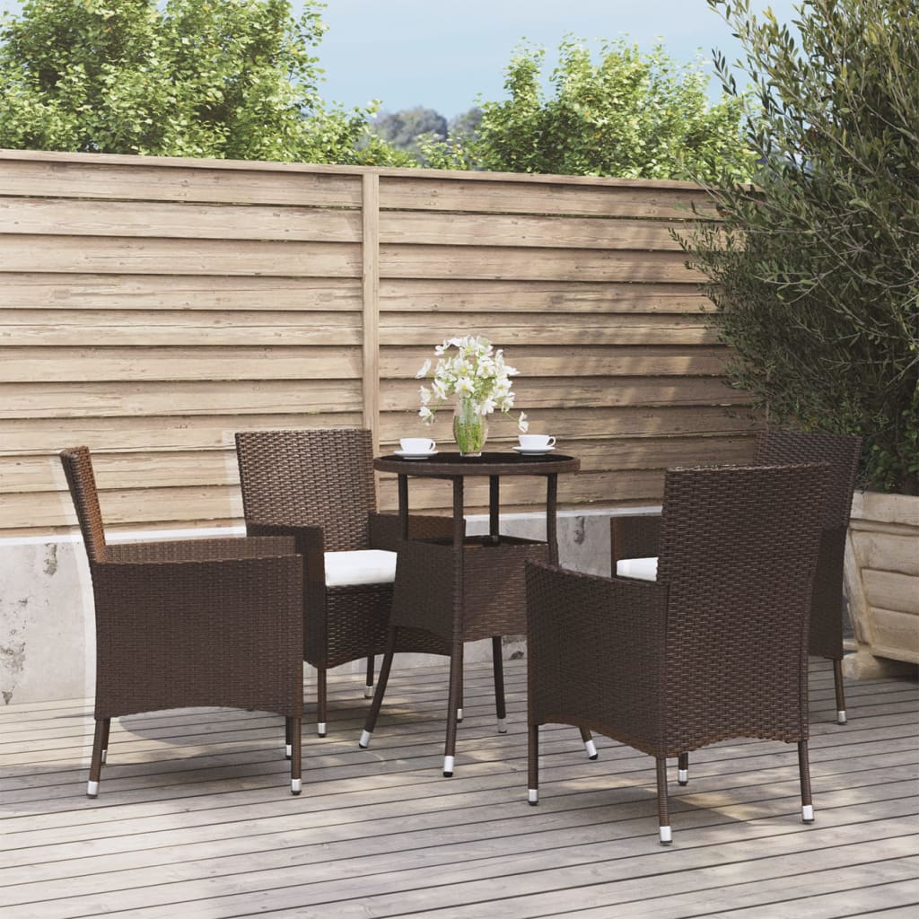 5 Piece Garden Bistro Set With Cushions Poly Rattan