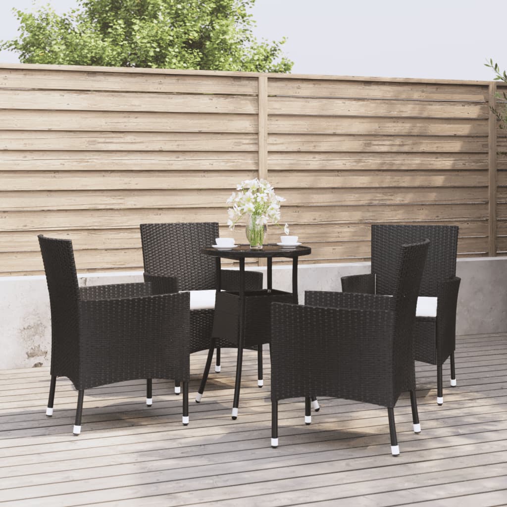 5 Piece Garden Bistro Set With Cushions Poly Rattan