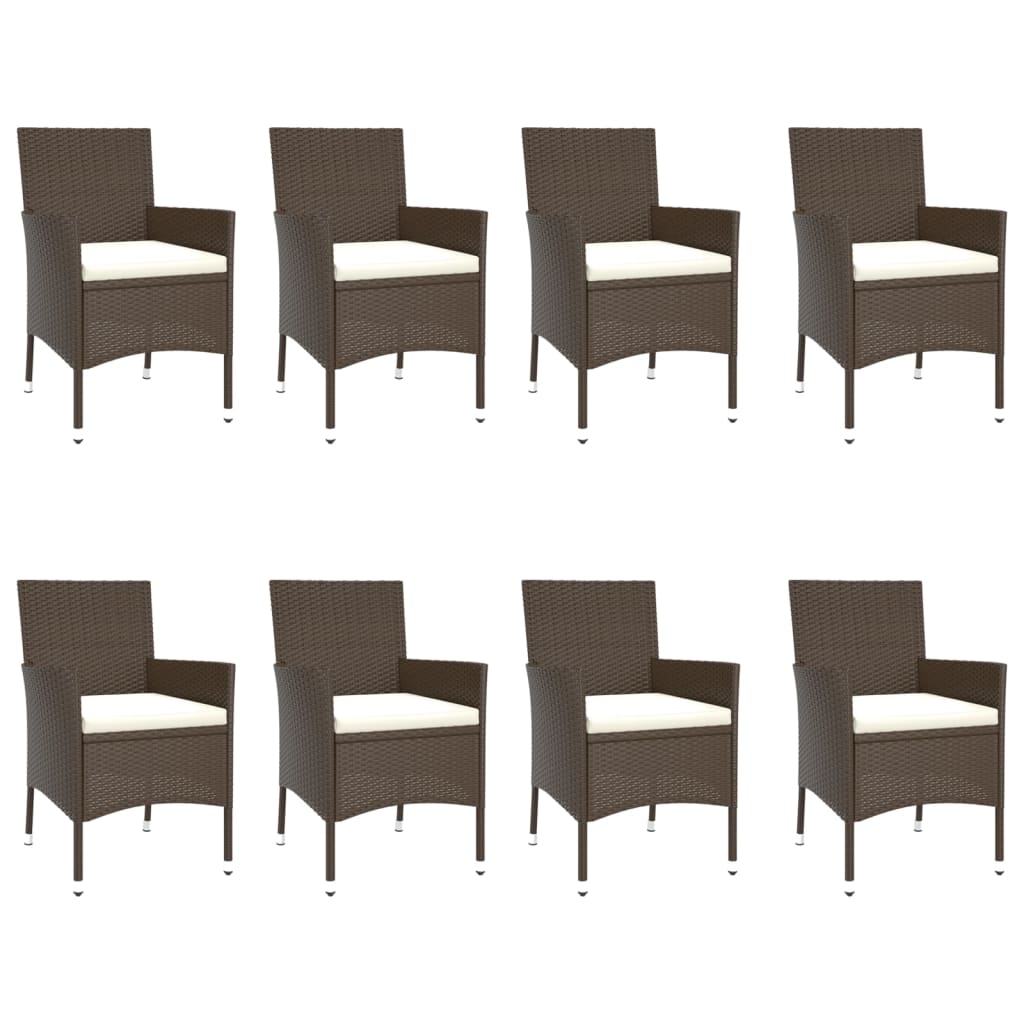 9 Piece Garden Dining Set With Cushions Poly Rattan