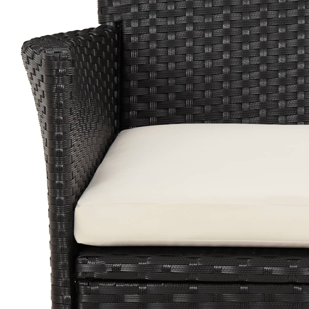 9 Piece Garden Dining Set With Cushions Black Poly Rattan