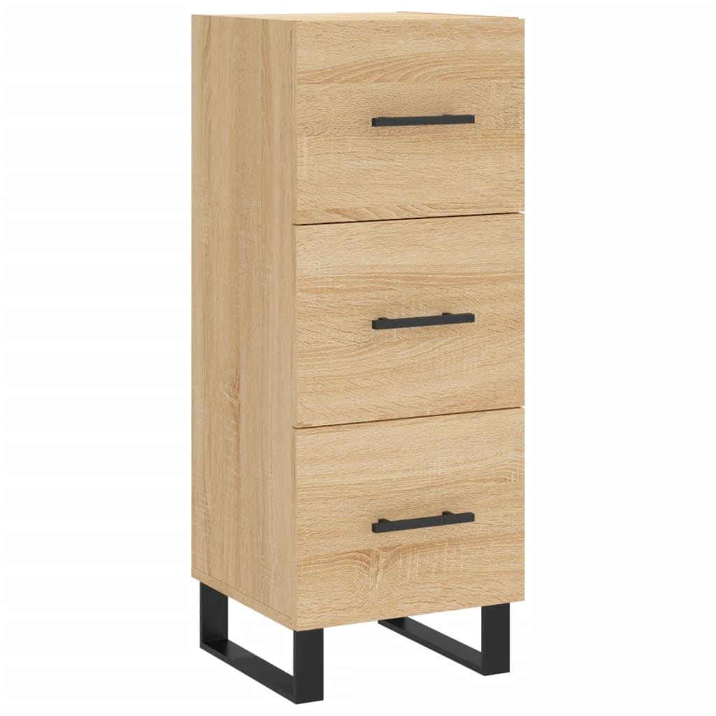 Sideboard 34.5X34X90 Cm Engineered Wood Smoked Oak Old Wood Artisan Oak White 34