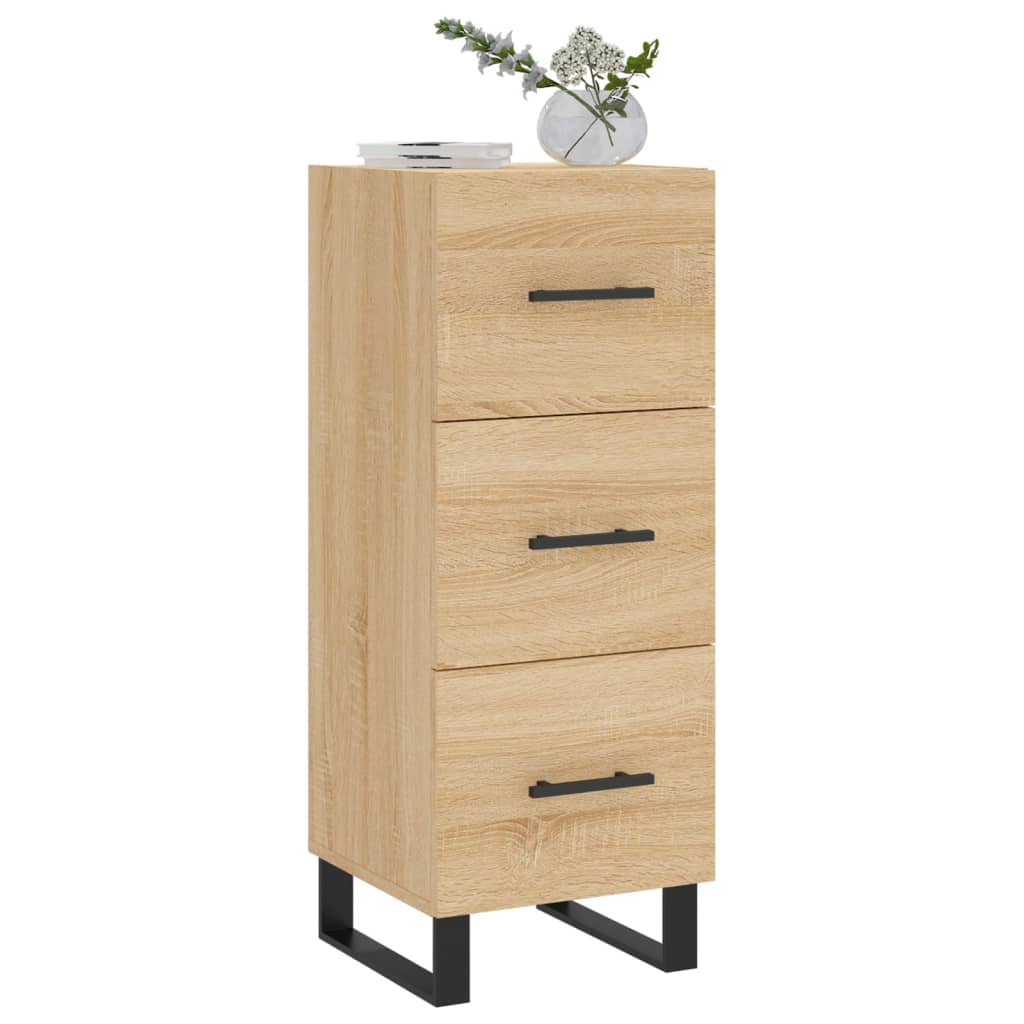 Sideboard 34.5X34X90 Cm Engineered Wood Smoked Oak Old Wood Artisan Oak White 34