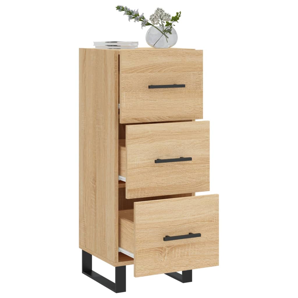 Sideboard 34.5X34X90 Cm Engineered Wood Smoked Oak Old Wood Artisan Oak White 34