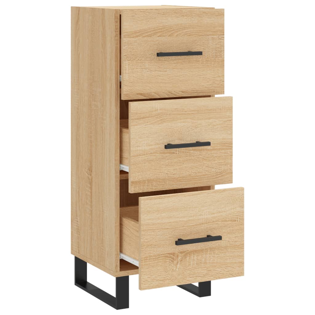 Sideboard 34.5X34X90 Cm Engineered Wood Smoked Oak Old Wood Artisan Oak White 34