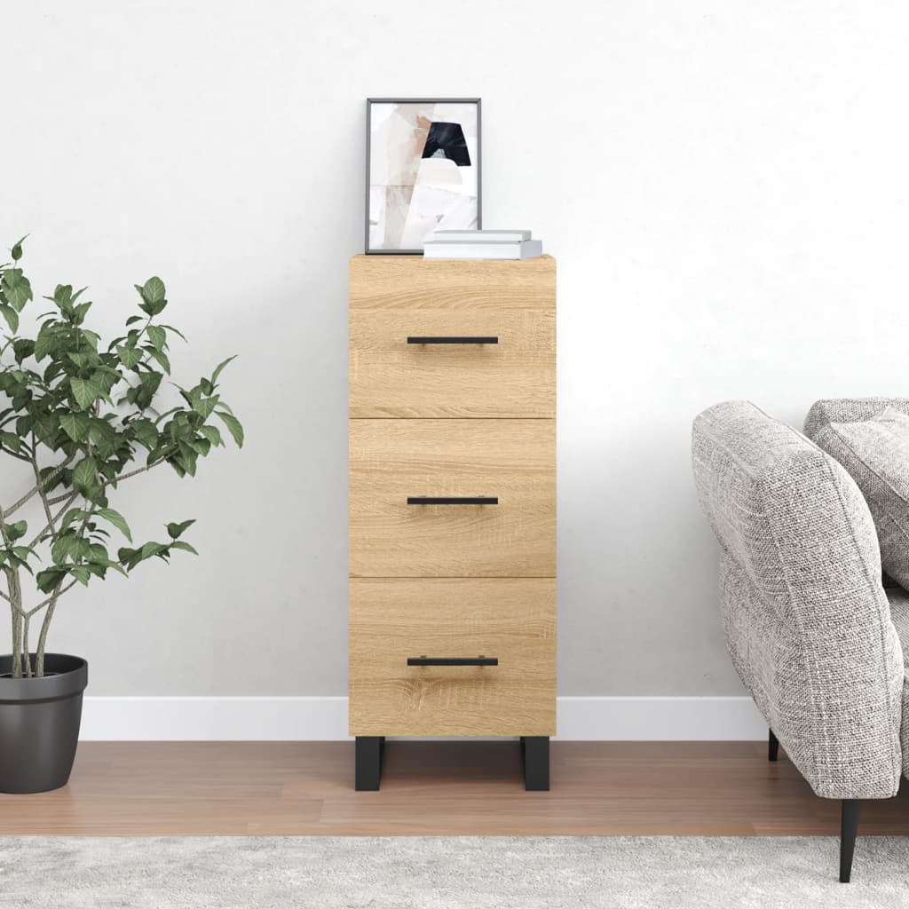 Sideboard 34.5X34X90 Cm Engineered Wood Smoked Oak Old Wood Artisan Oak White 34
