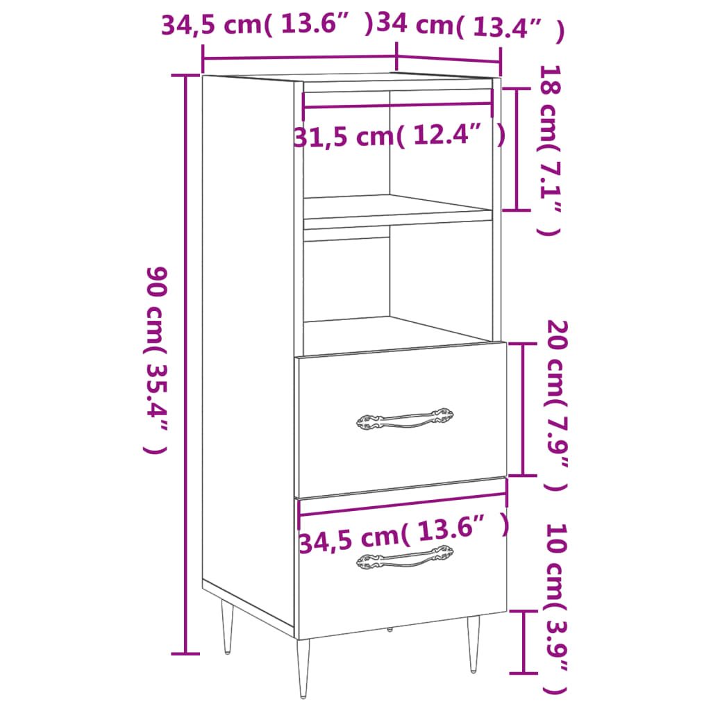 Sideboard 34.5X34X90 Cm Engineered Wood