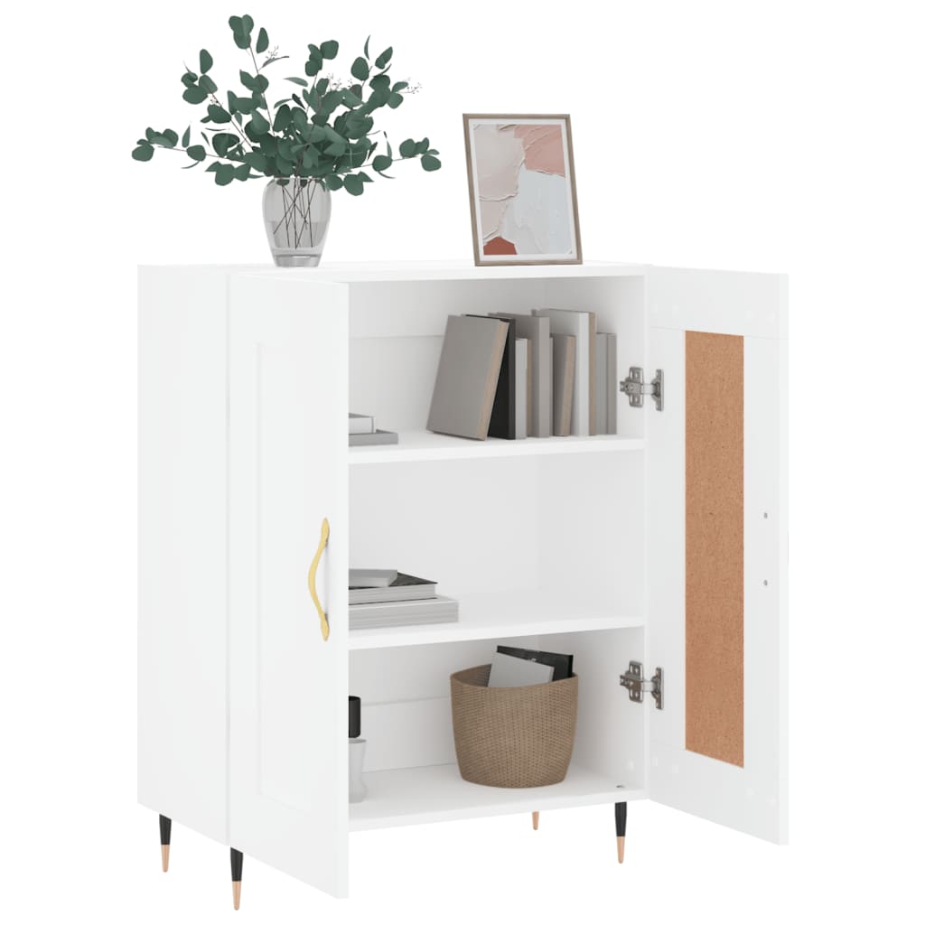 Sideboard 69.5X34X90 Cm Engineered Wood Old Wood Smoked Oak Black Oak White 69.5