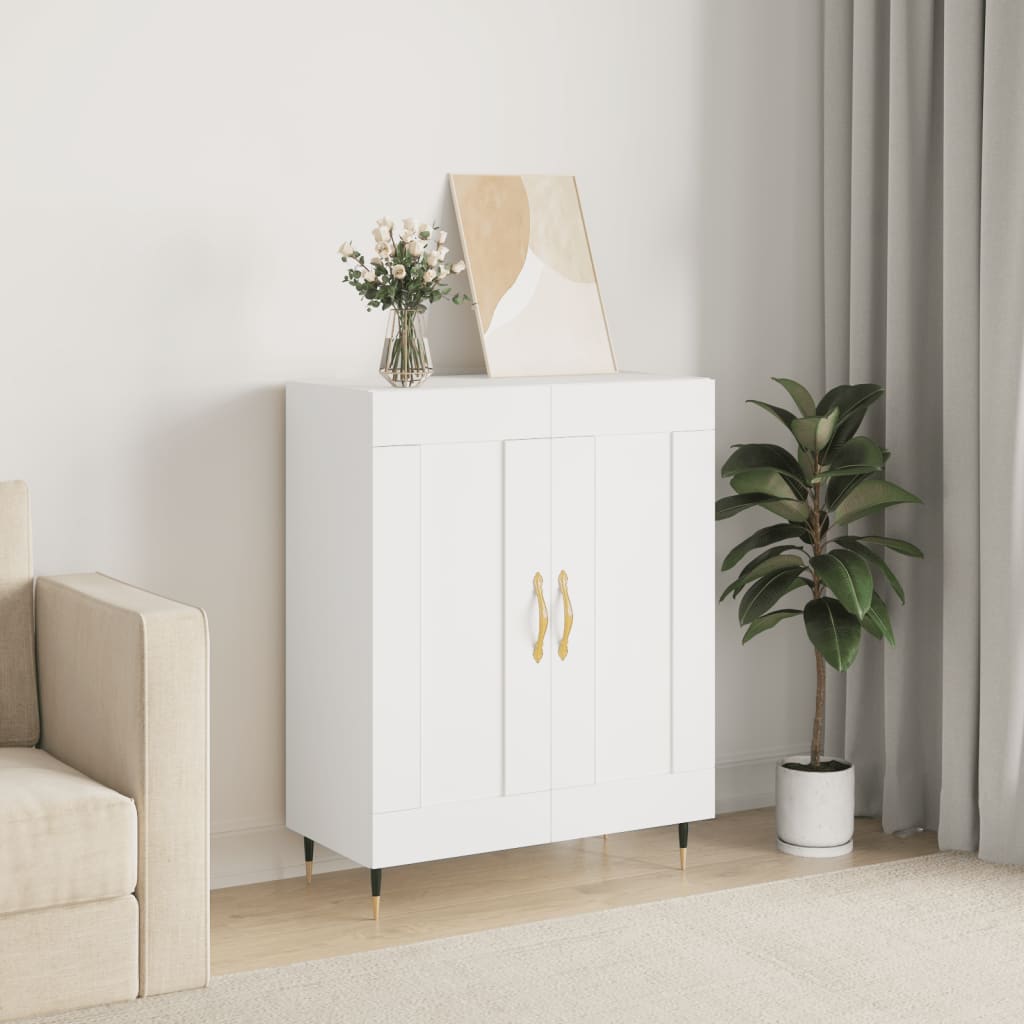 Sideboard 69.5X34X90 Cm Engineered Wood Old Wood Smoked Oak Black Oak White 69.5