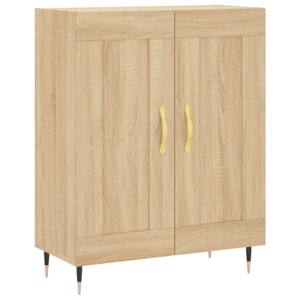 Sideboard 69.5X34X90 Cm Engineered Wood Old Wood Smoked Oak Black Oak White 69.5
