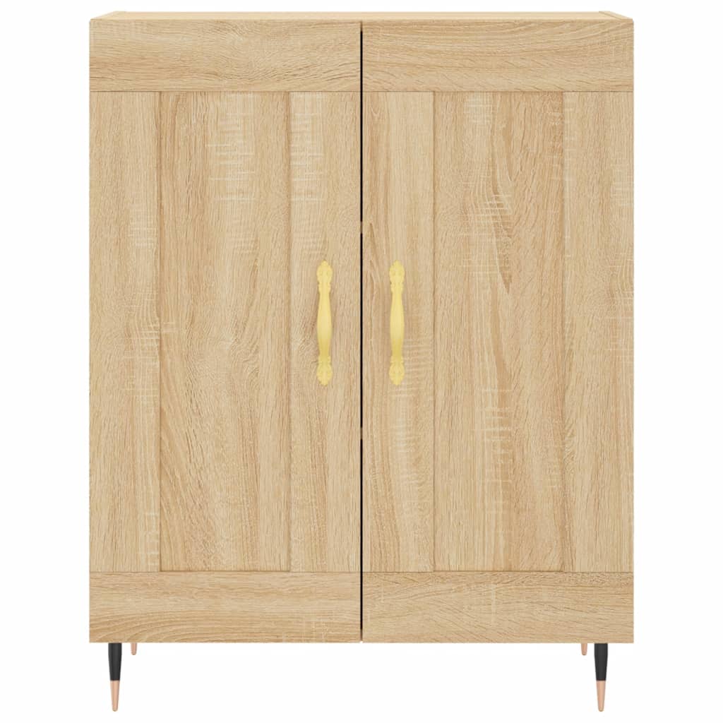 Sideboard 69.5X34X90 Cm Engineered Wood Old Wood Smoked Oak Black Oak White 69.5