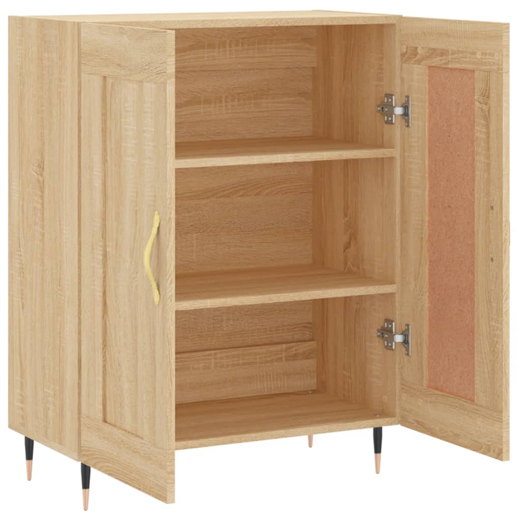 Sideboard 69.5X34X90 Cm Engineered Wood Old Wood Smoked Oak Black Oak White 69.5