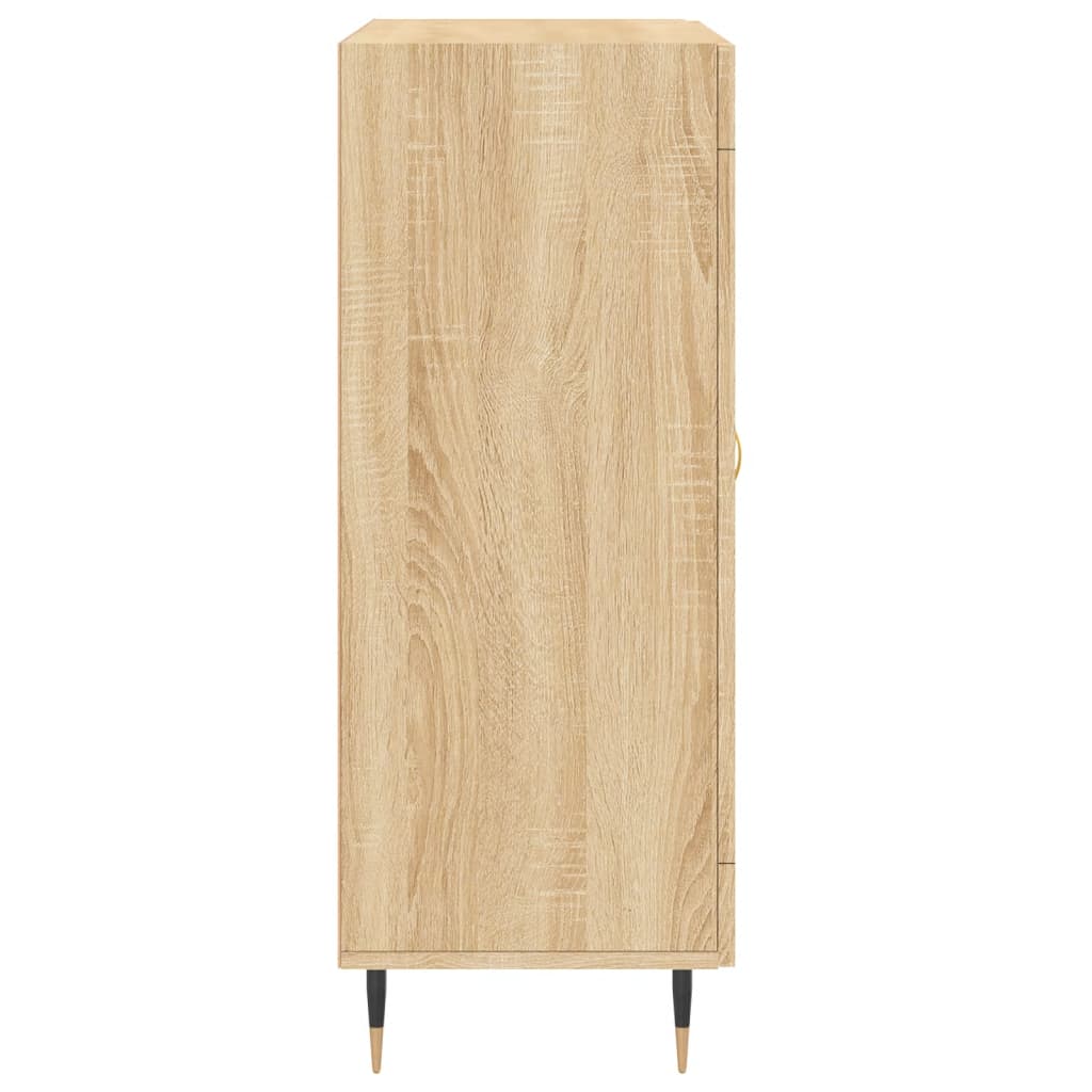 Sideboard 69.5X34X90 Cm Engineered Wood Old Wood Smoked Oak Black Oak White 69.5
