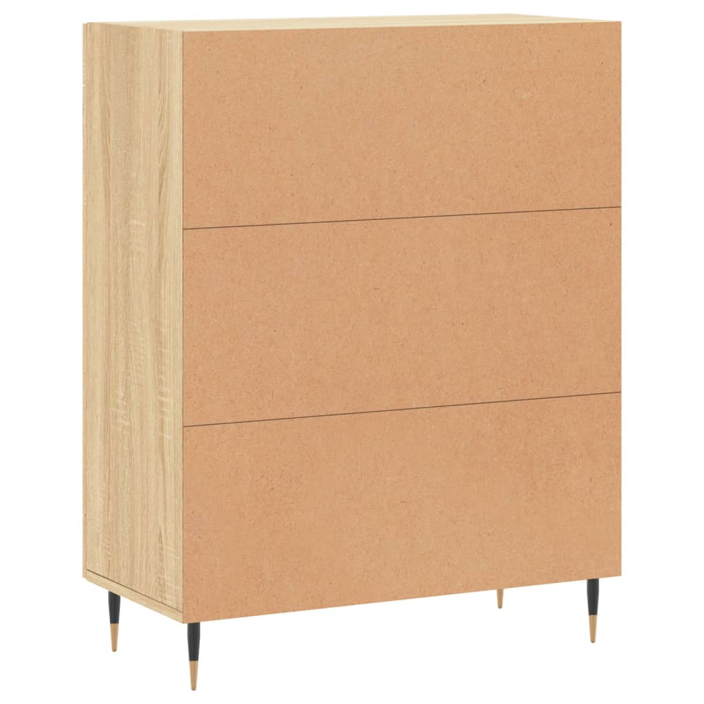 Sideboard 69.5X34X90 Cm Engineered Wood Old Wood Smoked Oak Black Oak White 69.5