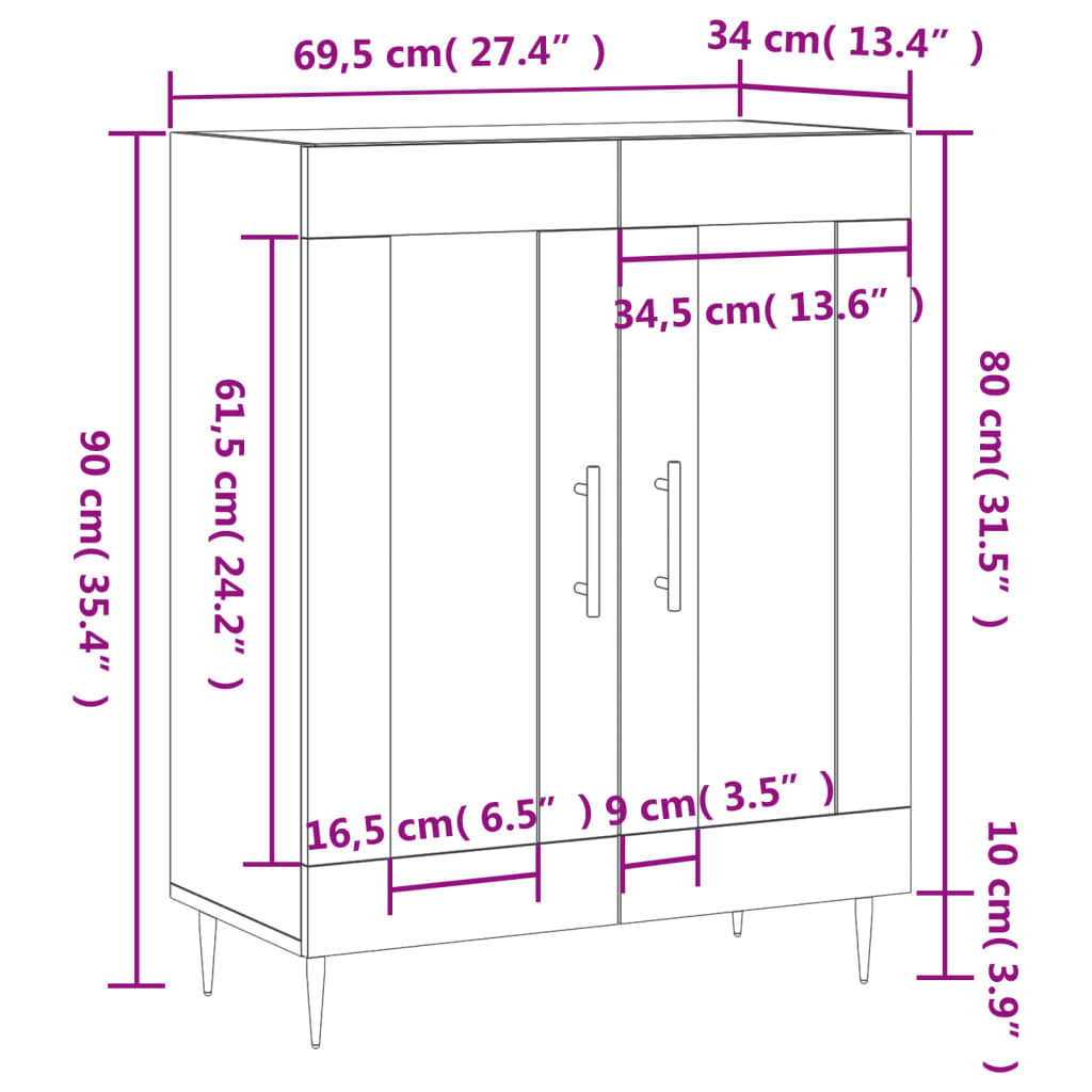 Sideboard 69.5X34X90 Cm Engineered Wood