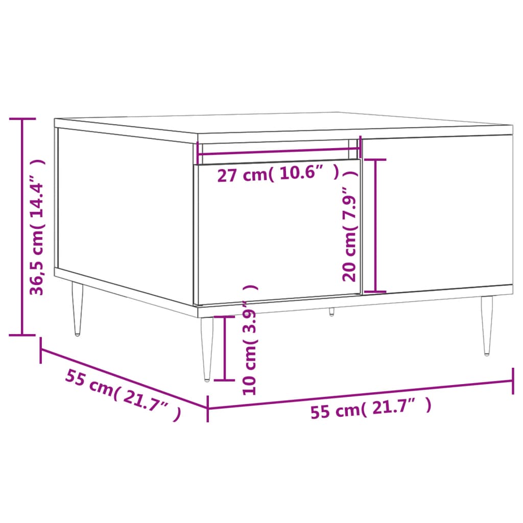 Coffee Table 55X55X36.5 Cm Engineered Wood