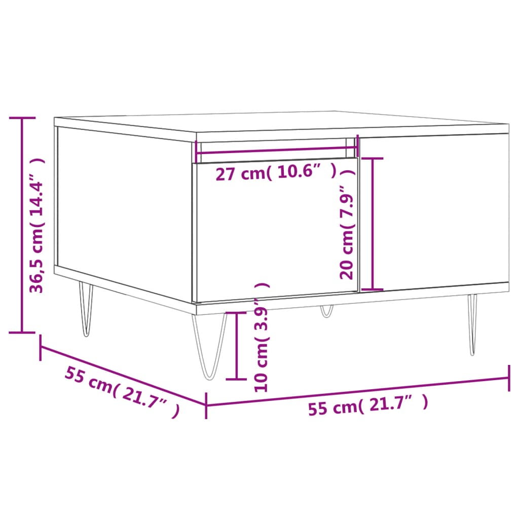 Coffee Table 55X55X36.5 Cm Engineered Wood