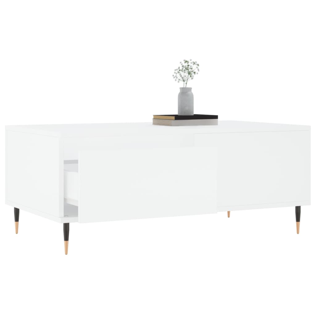 Coffee Table White Drawer Modern Living Room 90x50x36cm black Engineered wood 90
