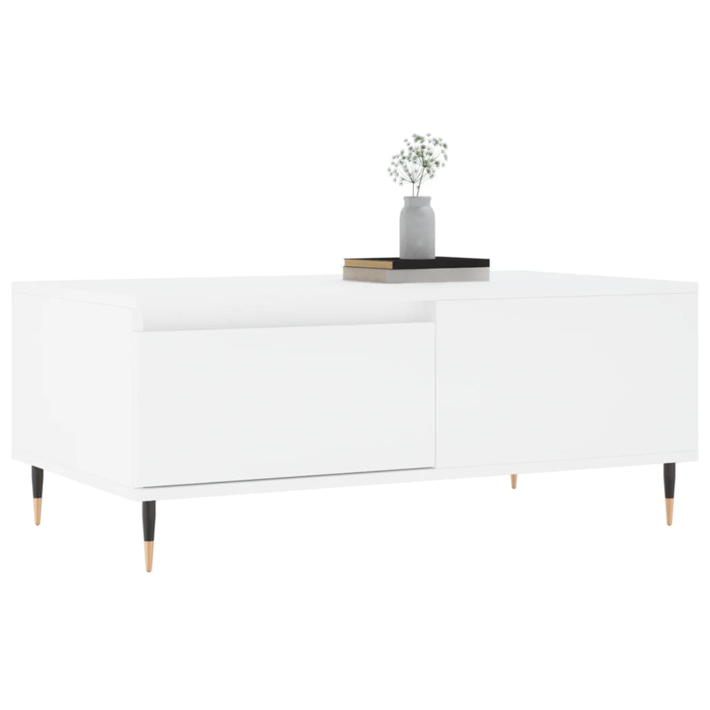 Coffee Table White Drawer Modern Living Room 90x50x36cm black Engineered wood 90