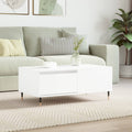Coffee Table White Drawer Modern Living Room 90X50X36Cm Black Engineered Wood 90