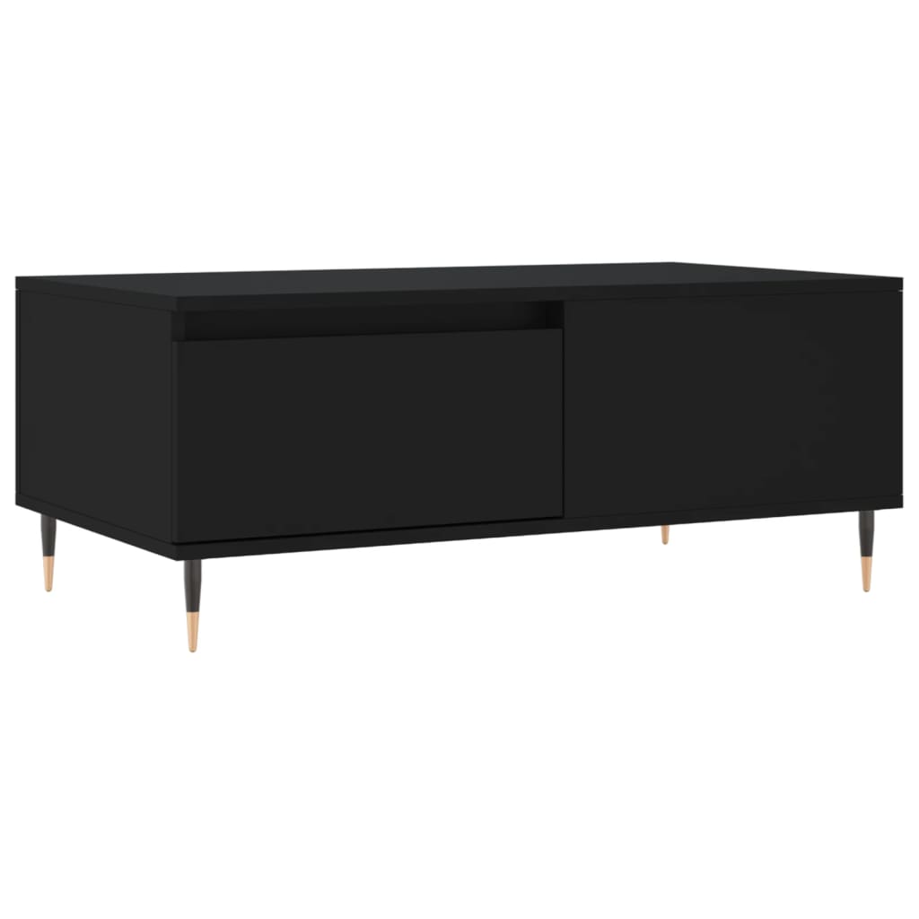 Coffee Table White Drawer Modern Living Room 90X50X36Cm Black Engineered Wood 90