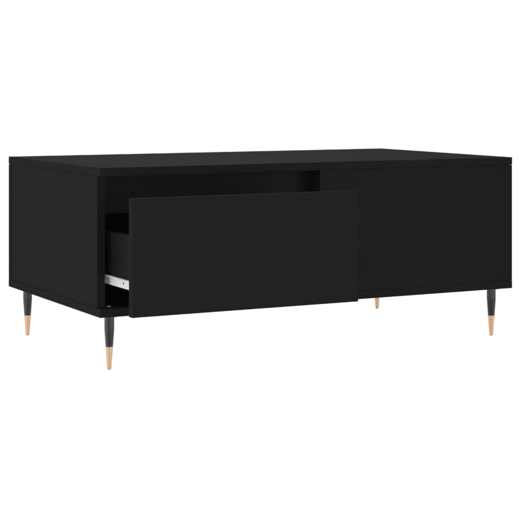 Coffee Table White Drawer Modern Living Room 90x50x36cm black Engineered wood 90