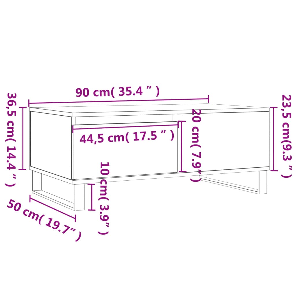 Coffee Table 90X50X36.5 Cm Engineered Wood