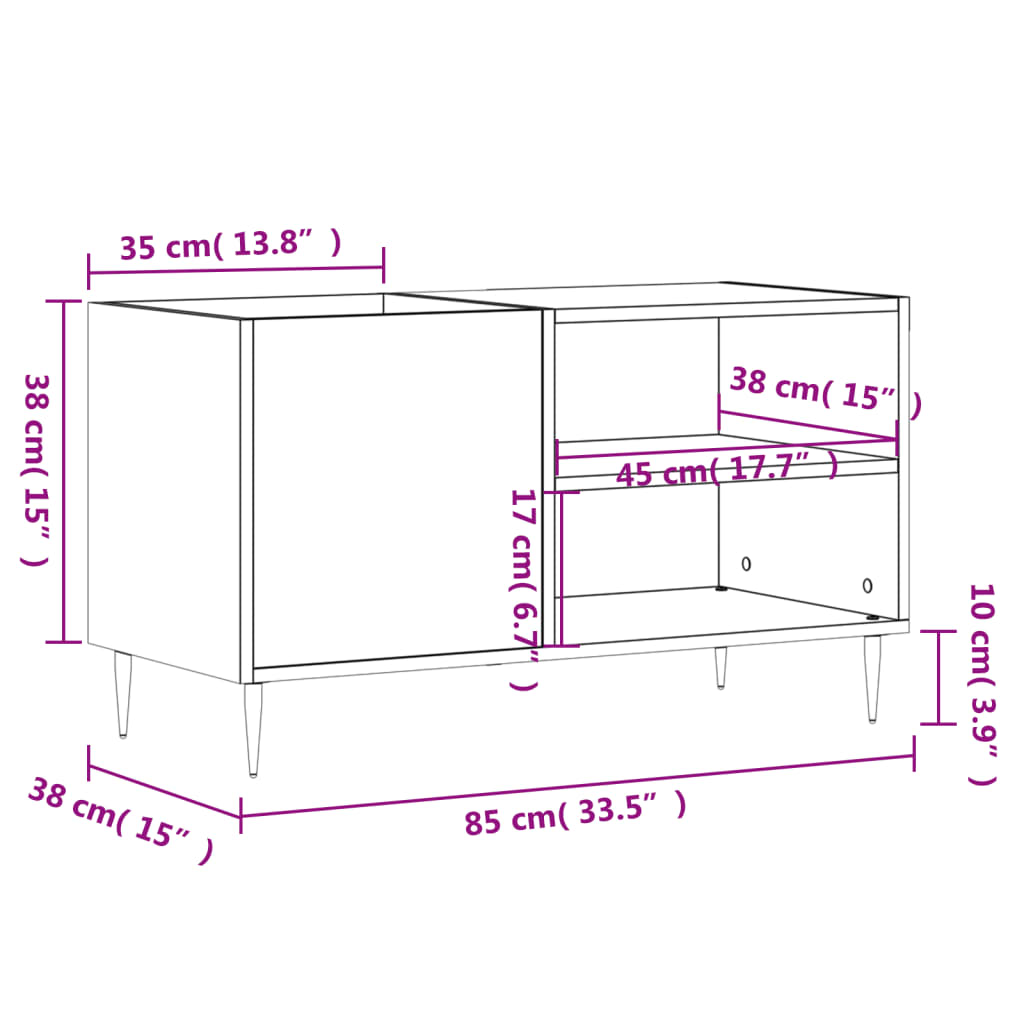 Record Cabinet 85X38X48 Cm Engineered Wood