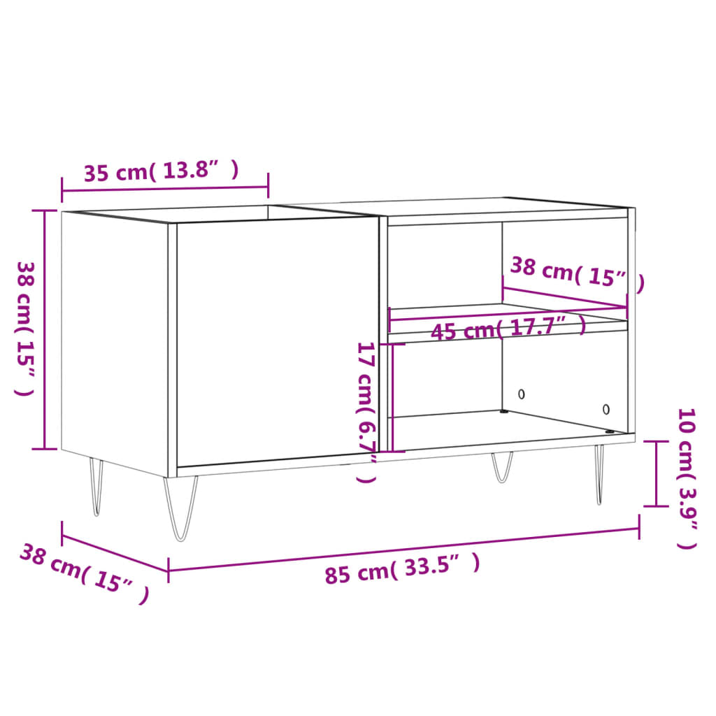 Record Cabinet 84 5X38X48 Cm Engineered Wood