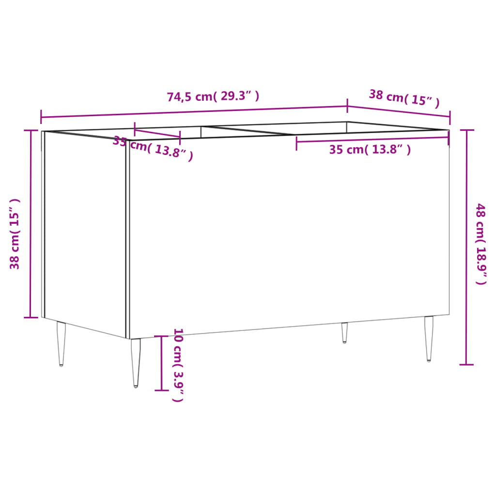 Record Cabinet 74.5X38X48 Cm Engineered Wood