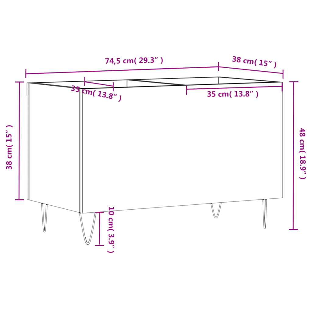 Record Cabinet 74.5X38X48 Cm Engineered Wood