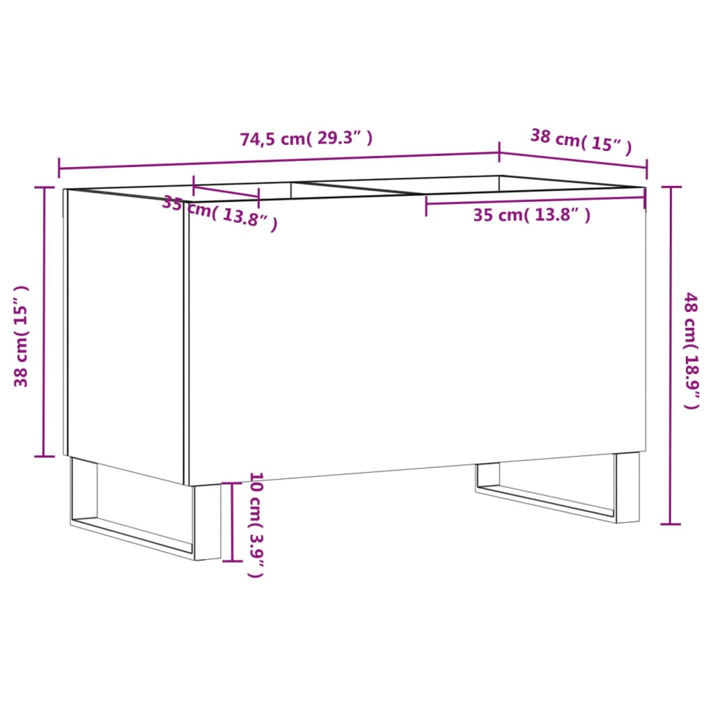 Record Cabinet 74.5X38X48 Cm Engineered Wood