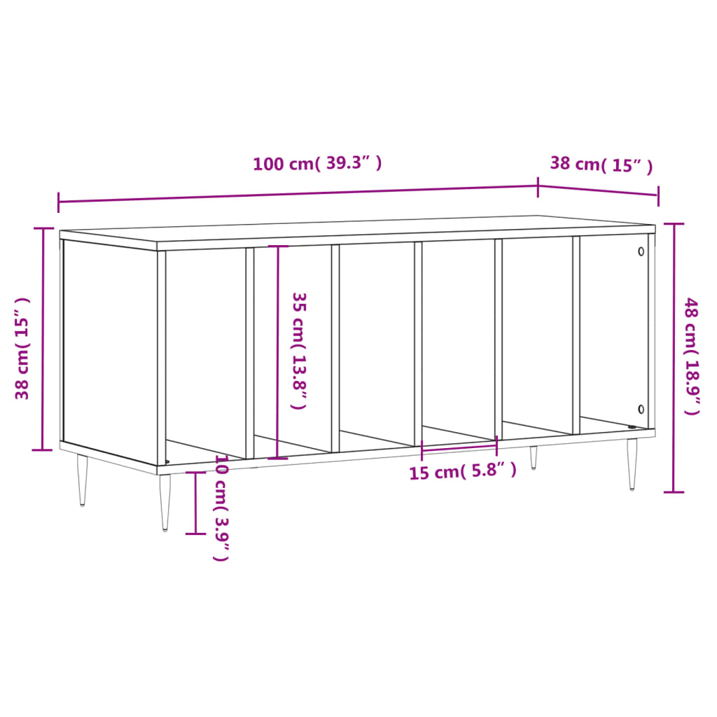 Record Cabinet 100X38X48 Cm Engineered Wood
