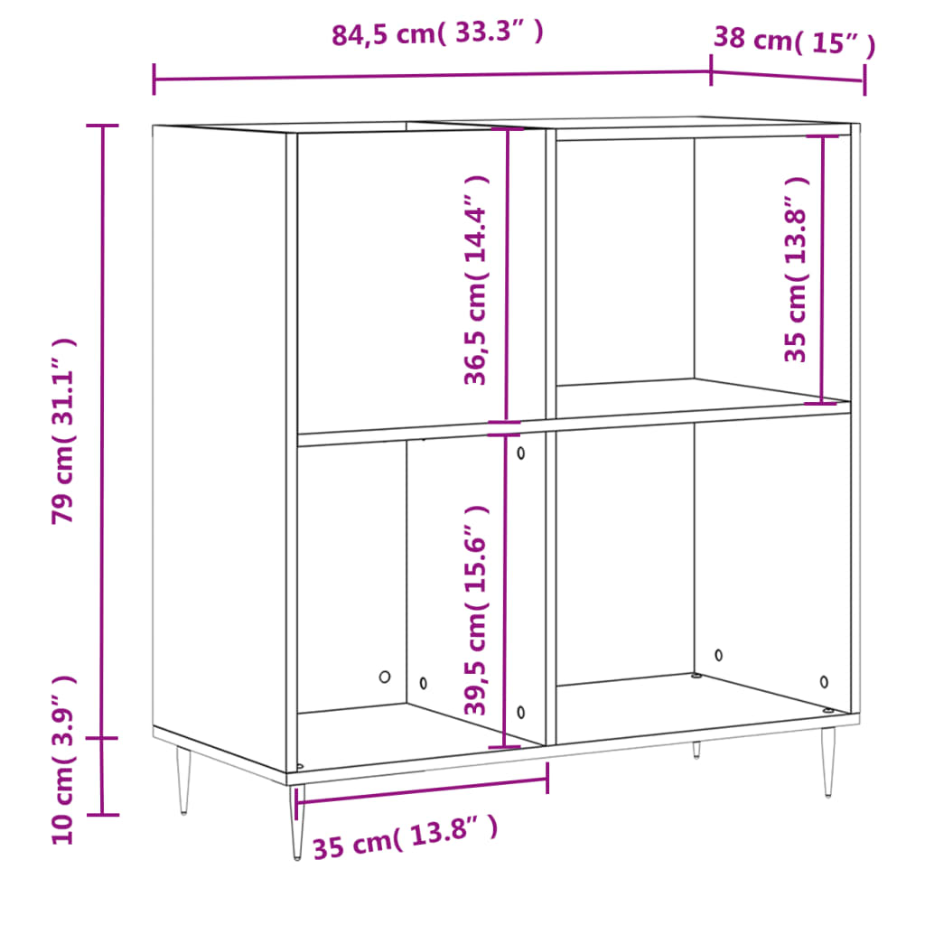 Record Cabinet | | Engineered Wood | 84.5 X 38 X 89 Cm | Modern
