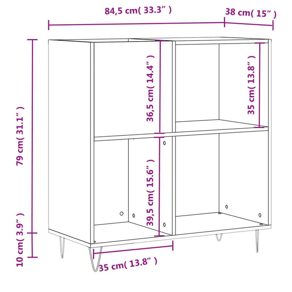 Record Cabinet 84.5X38X89 Cm Engineered Wood